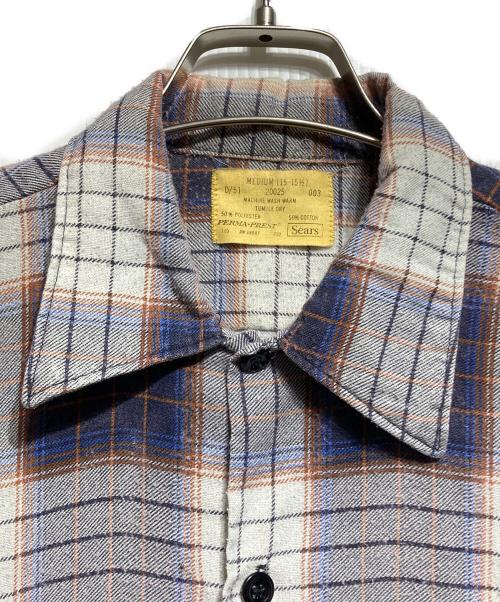 Sears（シアーズ）Sears (シアーズ) 70’s チェックシャツ グレー サイズ:Mの古着・服飾アイテム