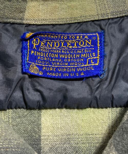 PENDLETON（ペンドルトン）PENDLETON (ペンドルトン) 70’s ウールオンブレシャツ/ 70s Wool Ombré Shirt グリーン サイズ:Lの古着・服飾アイテム