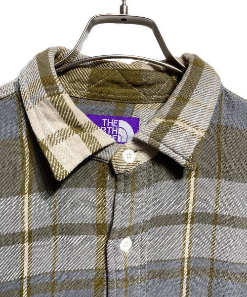 THE NORTHFACE PURPLELABEL（ザ・ノースフェイス パープルレーベル）THE NORTHFACE PURPLELABEL (ザ・ノースフェイス パープルレーベル) Flannel Plaid Field Shirt/フランネル・プレイド・フィールドシャツ グレー×ベージュ サイズ:Lの古着・服飾アイテム