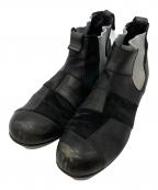 COMME des GARCONS HOMME PLUSコムデギャルソンオムプリュス）の古着「パッチワーク レザー サイドゴアブーツ」｜ブラック