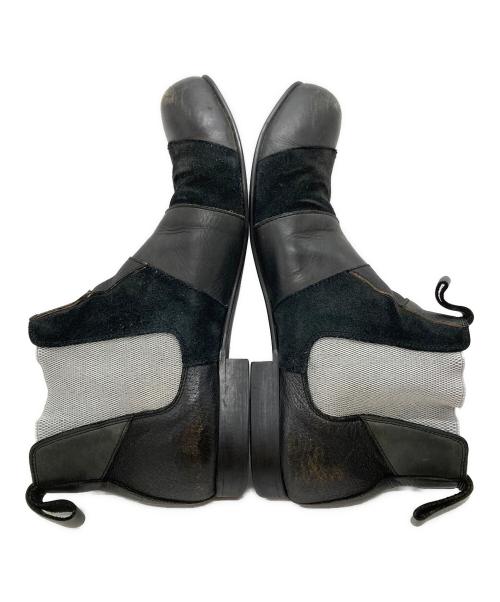 COMME des GARCONS HOMME PLUS（コムデギャルソンオムプリュス）COMME des GARCONS HOMME PLUS (コムデギャルソンオムプリュス) パッチワーク レザー サイドゴアブーツ ブラック サイズ:25㎝の古着・服飾アイテム