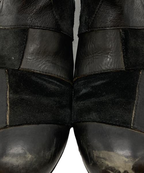 COMME des GARCONS HOMME PLUS（コムデギャルソンオムプリュス）COMME des GARCONS HOMME PLUS (コムデギャルソンオムプリュス) パッチワーク レザー サイドゴアブーツ ブラック サイズ:25㎝の古着・服飾アイテム