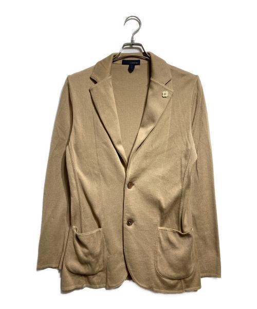 LARDINI（ラルディーニ）LARDINI (ラルディーニ) コットン平編み2Bニットジャケット/ Cotton Plain-Knit 2-Button Jacket ベージュ サイズ:Sの古着・服飾アイテム