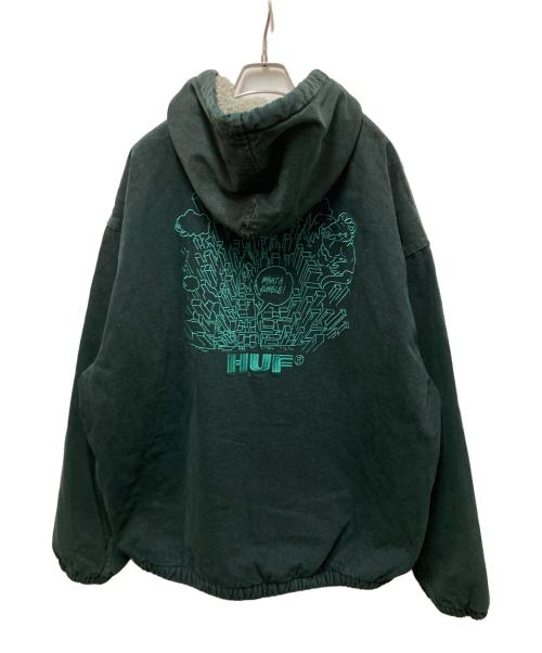 HUF（ハフ）HUF (ハフ) WHAT A JUNGLE DENIM WORK JACKET グリーン サイズ:Lの古着・服飾アイテム