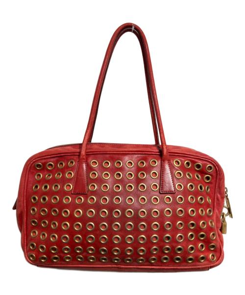PRADA（プラダ）PRADA (プラダ) アイレットスタッズワンショルダーバッグ/Eyelet-stud one-shoulder bag レッドの古着・服飾アイテム