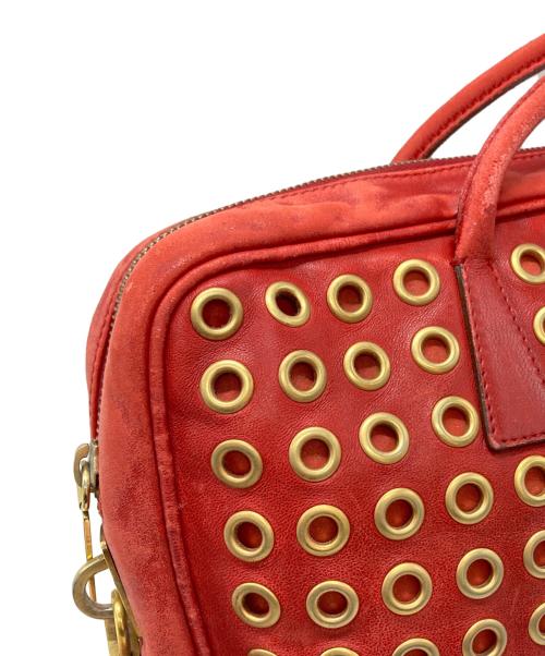 PRADA（プラダ）PRADA (プラダ) アイレットスタッズワンショルダーバッグ/Eyelet-stud one-shoulder bag レッドの古着・服飾アイテム