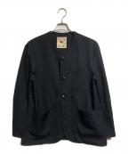 MAISON et VOYAGEメゾンエボヤージュ）の古着「ウール カラーレスチョアジャケット/Wool Collarless Chore Jacket」｜ブラック