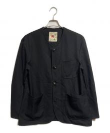 MAISON et VOYAGE（メゾンエボヤージュ）の古着「ウール カラーレスチョアジャケット/Wool Collarless Chore Jacket」｜ブラック