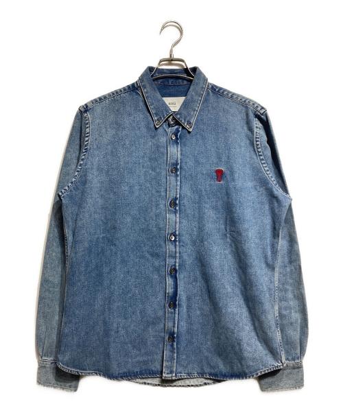 AMI PARIS（アミ パリス）AMI PARIS (アミ パリス) ウォッシュ加工デニムシャツ/Washed denim shirt インディゴ サイズ:M 未使用品の古着・服飾アイテム