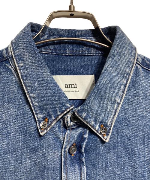 AMI PARIS（アミ パリス）AMI PARIS (アミ パリス) ウォッシュ加工デニムシャツ/Washed denim shirt インディゴ サイズ:M 未使用品の古着・服飾アイテム