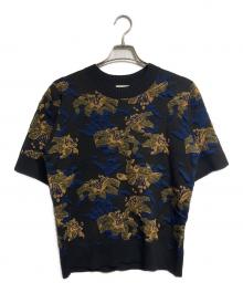 DRIES VAN NOTEN（ドリスヴァンノッテン）の古着「フラワージャガード半袖ニット/Floral Jacquard Short-Sleeve Knit Top」｜ネイビー