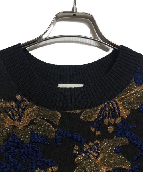 DRIES VAN NOTEN（ドリスヴァンノッテン）DRIES VAN NOTEN (ドリスヴァンノッテン) フラワージャガード半袖ニット/Floral Jacquard Short-Sleeve Knit Top ネイビー サイズ:XSの古着・服飾アイテム