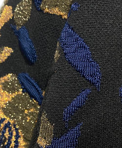 DRIES VAN NOTEN（ドリスヴァンノッテン）DRIES VAN NOTEN (ドリスヴァンノッテン) フラワージャガード半袖ニット/Floral Jacquard Short-Sleeve Knit Top ネイビー サイズ:XSの古着・服飾アイテム