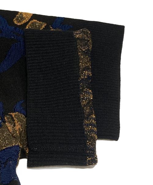 DRIES VAN NOTEN（ドリスヴァンノッテン）DRIES VAN NOTEN (ドリスヴァンノッテン) フラワージャガード半袖ニット/Floral Jacquard Short-Sleeve Knit Top ネイビー サイズ:XSの古着・服飾アイテム