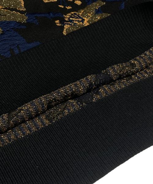DRIES VAN NOTEN（ドリスヴァンノッテン）DRIES VAN NOTEN (ドリスヴァンノッテン) フラワージャガード半袖ニット/Floral Jacquard Short-Sleeve Knit Top ネイビー サイズ:XSの古着・服飾アイテム