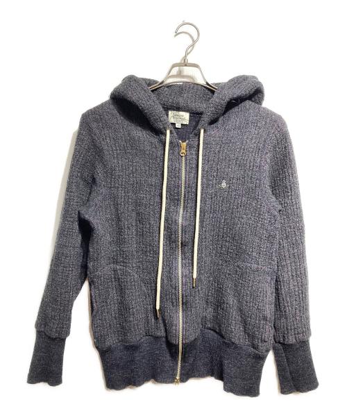 Vivienne Westwood man（ヴィヴィアン ウェストウッド マン）Vivienne Westwood man (ヴィヴィアン ウェストウッド マン) オーブ刺繍ダブルジップニットパーカー/Double-zip knit hoodie グレー サイズ:46の古着・服飾アイテム