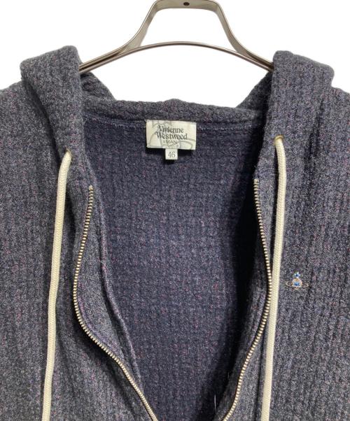 Vivienne Westwood man（ヴィヴィアン ウェストウッド マン）Vivienne Westwood man (ヴィヴィアン ウェストウッド マン) オーブ刺繍ダブルジップニットパーカー/Double-zip knit hoodie グレー サイズ:46の古着・服飾アイテム