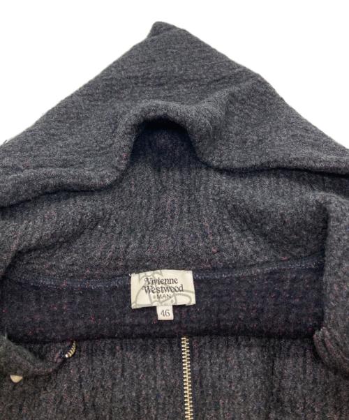 Vivienne Westwood man（ヴィヴィアン ウェストウッド マン）Vivienne Westwood man (ヴィヴィアン ウェストウッド マン) オーブ刺繍ダブルジップニットパーカー/Double-zip knit hoodie グレー サイズ:46の古着・服飾アイテム