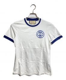 GUCCI（グッチ）の古着「エンブロイダリー コットンジャージーTシャツ/Embroidered Cotton Jersey T-Shirt」｜ホワイト×ネイビー