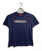 GUCCIグッチ）の古着「シェリーラインロゴTシャツ/Web Stripe Logo T-Shirt」｜ネイビー