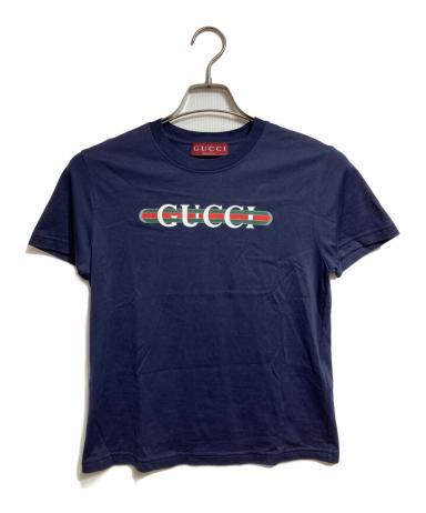 【GUCCI】グッチ シェリーライン ネイビーTシャツ サイズ10 中古・古着通販】GUCCI (グッチ) シェリーラインロゴTシャツ/Web