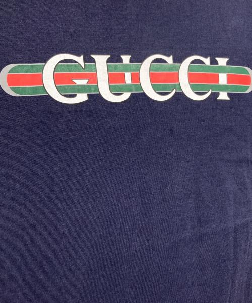 GUCCI（グッチ）GUCCI (グッチ) シェリーラインロゴTシャツ/Web Stripe Logo T-Shirt ネイビー サイズ:Sの古着・服飾アイテム