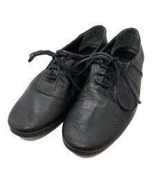 YOHJI YAMAMOTO（ヨウジヤマモト）の古着「スムースタンニンレザーギャザーローカットシューズ/Smooth Tan Leather Gathered Low-Cut Shoes」｜ブラック