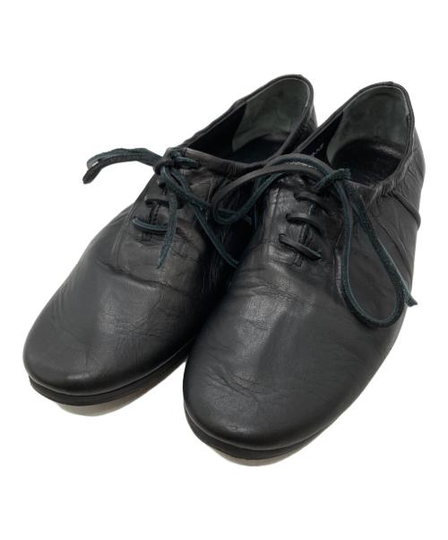 YOHJI YAMAMOTO（ヨウジヤマモト）YOHJI YAMAMOTO (ヨウジヤマモト) スムースタンニンレザーギャザーローカットシューズ/Smooth Tan Leather Gathered Low-Cut Shoes ブラック サイズ:26㎝の古着・服飾アイテム
