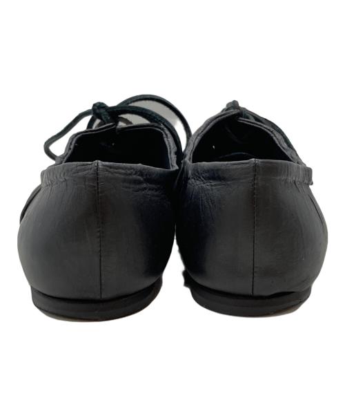 YOHJI YAMAMOTO（ヨウジヤマモト）YOHJI YAMAMOTO (ヨウジヤマモト) スムースタンニンレザーギャザーローカットシューズ/Smooth Tan Leather Gathered Low-Cut Shoes ブラック サイズ:26㎝の古着・服飾アイテム