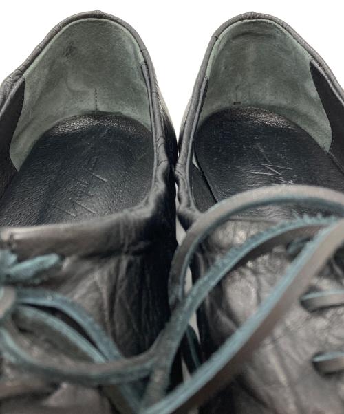 YOHJI YAMAMOTO（ヨウジヤマモト）YOHJI YAMAMOTO (ヨウジヤマモト) スムースタンニンレザーギャザーローカットシューズ/Smooth Tan Leather Gathered Low-Cut Shoes ブラック サイズ:26㎝の古着・服飾アイテム