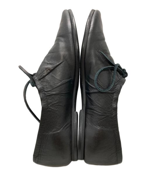YOHJI YAMAMOTO（ヨウジヤマモト）YOHJI YAMAMOTO (ヨウジヤマモト) スムースタンニンレザーギャザーローカットシューズ/Smooth Tan Leather Gathered Low-Cut Shoes ブラック サイズ:26㎝の古着・服飾アイテム