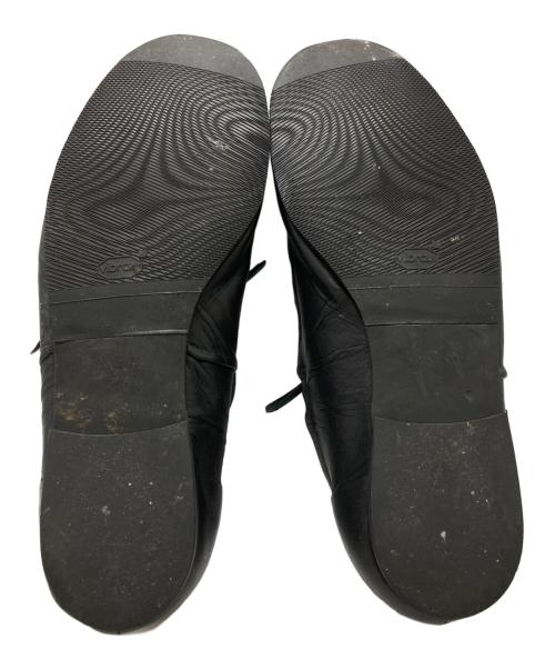 YOHJI YAMAMOTO（ヨウジヤマモト）YOHJI YAMAMOTO (ヨウジヤマモト) スムースタンニンレザーギャザーローカットシューズ/Smooth Tan Leather Gathered Low-Cut Shoes ブラック サイズ:26㎝の古着・服飾アイテム