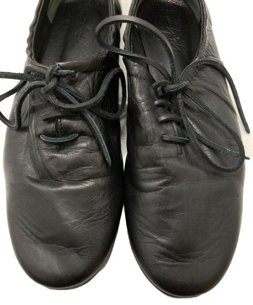 YOHJI YAMAMOTO（ヨウジヤマモト）YOHJI YAMAMOTO (ヨウジヤマモト) スムースタンニンレザーギャザーローカットシューズ/Smooth Tan Leather Gathered Low-Cut Shoes ブラック サイズ:26㎝の古着・服飾アイテム