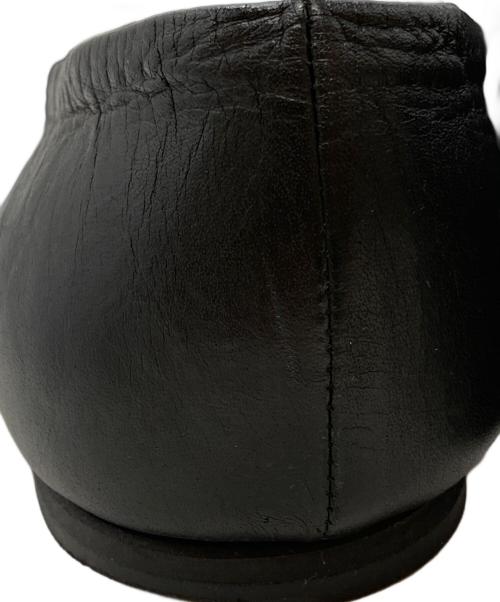 YOHJI YAMAMOTO（ヨウジヤマモト）YOHJI YAMAMOTO (ヨウジヤマモト) スムースタンニンレザーギャザーローカットシューズ/Smooth Tan Leather Gathered Low-Cut Shoes ブラック サイズ:26㎝の古着・服飾アイテム