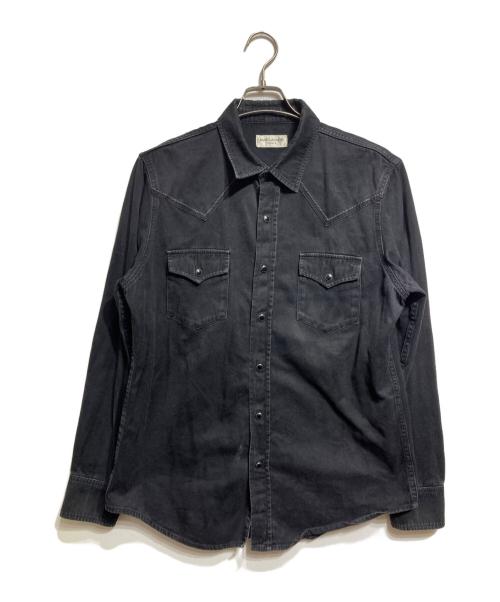 Saint Laurent Paris（サンローランパリ）Saint Laurent Paris (サンローランパリ) ステッチワークデニムウエスタンシャツ/Stitch-detail denim Western shirt ブラック サイズ:Lの古着・服飾アイテム
