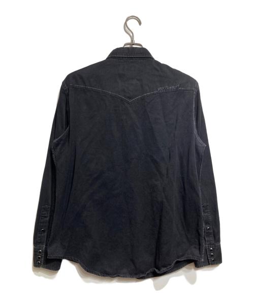 Saint Laurent Paris（サンローランパリ）Saint Laurent Paris (サンローランパリ) ステッチワークデニムウエスタンシャツ/Stitch-detail denim Western shirt ブラック サイズ:Lの古着・服飾アイテム