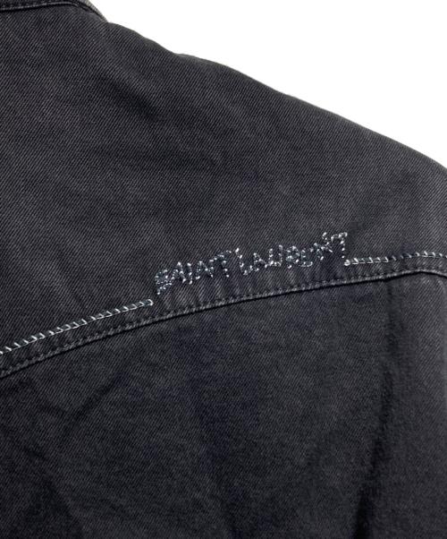 Saint Laurent Paris（サンローランパリ）Saint Laurent Paris (サンローランパリ) ステッチワークデニムウエスタンシャツ/Stitch-detail denim Western shirt ブラック サイズ:Lの古着・服飾アイテム