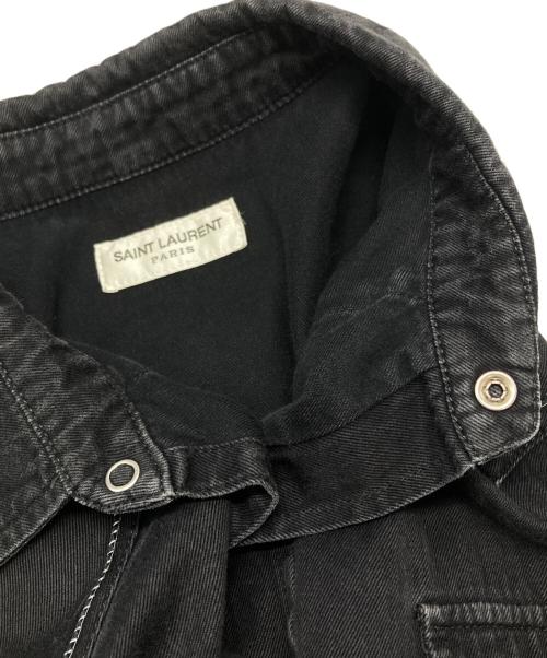 Saint Laurent Paris（サンローランパリ）Saint Laurent Paris (サンローランパリ) ステッチワークデニムウエスタンシャツ/Stitch-detail denim Western shirt ブラック サイズ:Lの古着・服飾アイテム