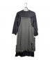 COMME des GARCONS（コムデギャルソン）の古着「ドッキングフラワー装飾ワンピース/Floral-Accented Hybrid Dress」｜ネイビー×グレー