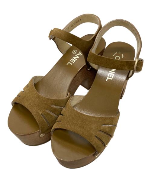 CHANEL（シャネル）CHANEL (シャネル) スタッズウェッジソールサンダル/Studded Wedge-Sole Sandals ブラウン サイズ:38の古着・服飾アイテム
