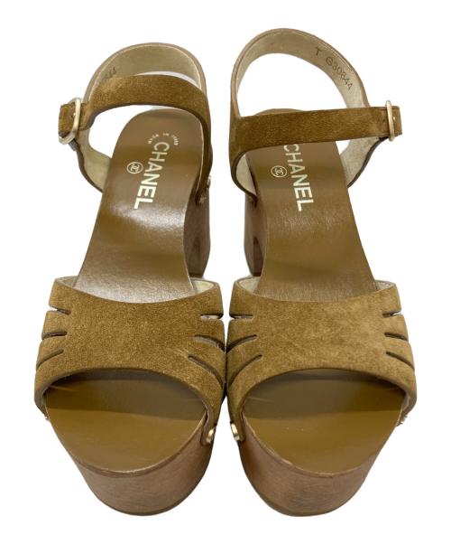 CHANEL（シャネル）CHANEL (シャネル) スタッズウェッジソールサンダル/Studded Wedge-Sole Sandals ブラウン サイズ:38の古着・服飾アイテム