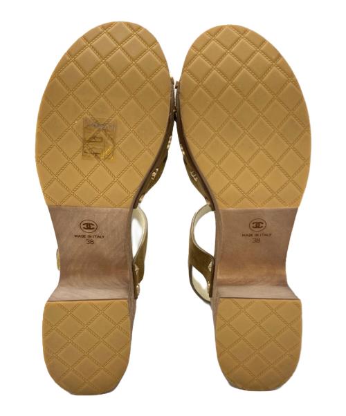 CHANEL（シャネル）CHANEL (シャネル) スタッズウェッジソールサンダル/Studded Wedge-Sole Sandals ブラウン サイズ:38の古着・服飾アイテム