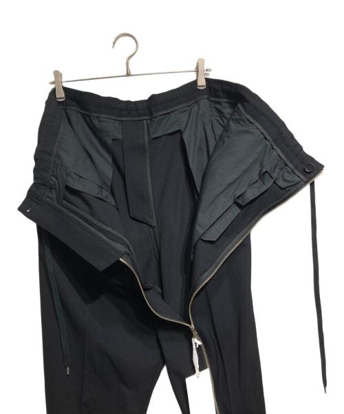 TAKAHIROMIYASHITA TheSoloIst.（タカヒロミヤシタ ザソロイスト）TAKAHIROMIYASHITA TheSoloIst. (タカヒロミヤシタ ザソロイスト) reverse cropped baggy zipper pant/リバースクロップド・バギー・ジッパーパンツ ブラック サイズ:48の古着・服飾アイテム