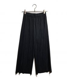 PLEATS PLEASE（プリーツプリーズ）の古着「プリーツワイドパンツ/Pleated wide-leg pants」｜ブラック