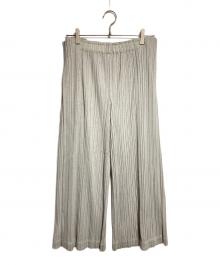 PLEATS PLEASE（プリーツプリーズ）の古着「サイドタックプリーツワイドパンツ/Wide-leg pants with side tucks and pleats」｜グレー