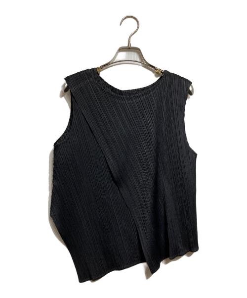 PLEATS PLEASE（プリーツプリーズ）PLEATS PLEASE (プリーツプリーズ) プリーツデザインカットソー/Pleated-design cut-and-sew top ブラック サイズ:3の古着・服飾アイテム