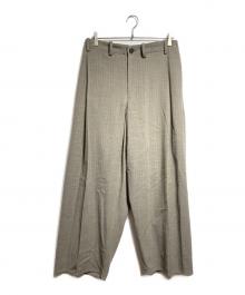 nonnotte（ノノット）の古着「Loose Weaving Herringbone Draping Crotch Box Pleats Trousers/ルーズ織りヘリンボーン・ドレーピング・クロッチ・ボックスプリーツ・トラウザーズ」｜カーキ