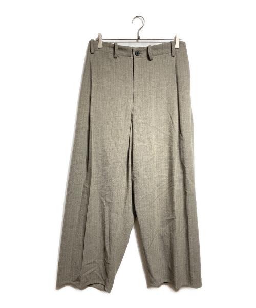 nonnotte（ノノット）nonnotte Loose Weaving Herringbone Draping Crotch Box Pleats Trousers/ルーズ織りヘリンボーン・ドレーピング・クロッチ・ボックスプリーツ・トラウザーズ カーキ サイズ:5の古着・服飾アイテム