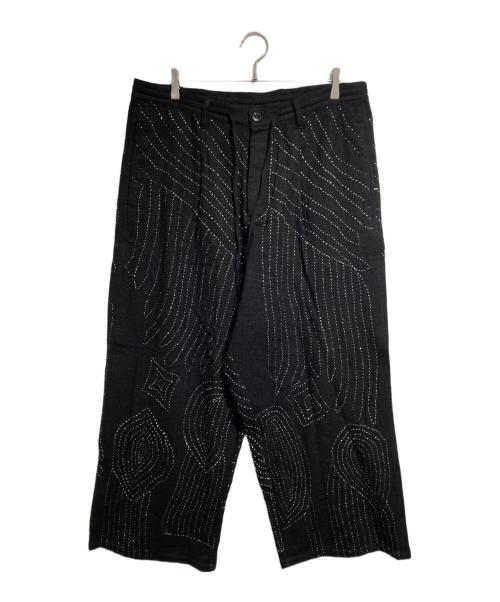 GLASS CYPRESS（グラス・サイプレス）GLASS CYPRESS (グラス・サイプレス) embroidered trousers/刺繍入りトラウザーズ ブラック サイズ:34の古着・服飾アイテム