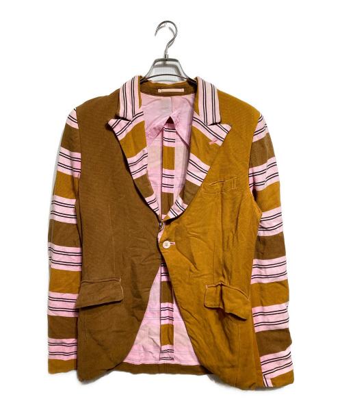 COMME des GARCONS HOMME PLUS（コムデギャルソンオムプリュス）COMME des GARCONS HOMME PLUS (コムデギャルソンオムプリュス) ボーダーテーラードジャケット/Striped tailored jacket ブラウン サイズ:Mの古着・服飾アイテム